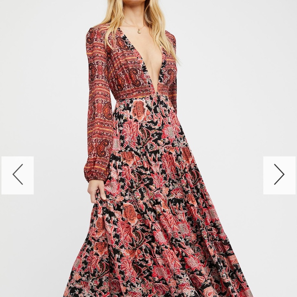 Free People Dove Long Sleeve Maxi Dress XS Small